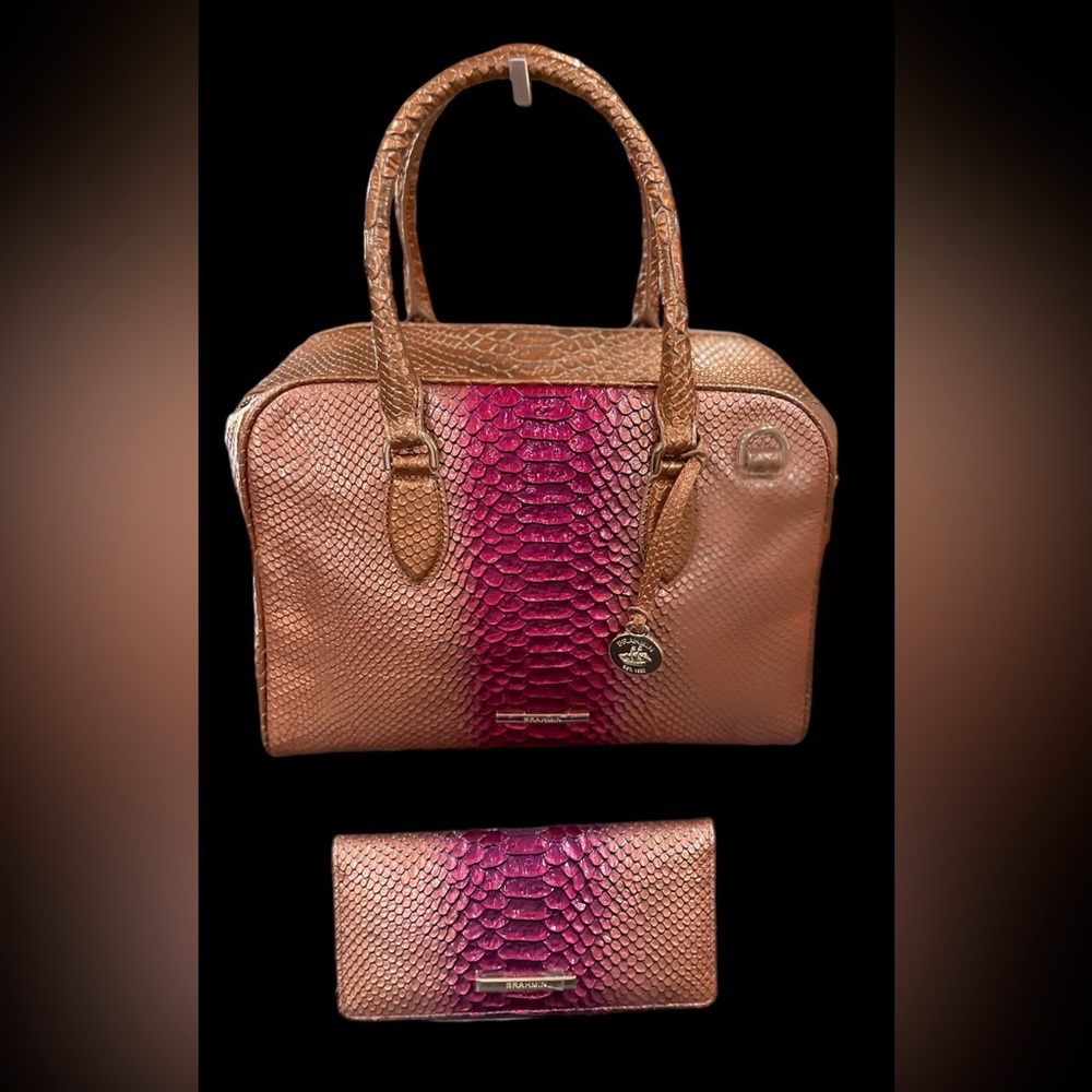 Brahmin Marissa in Pomegranate Harkness & Wallet